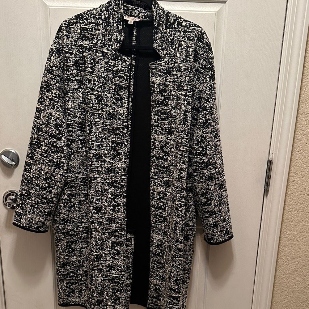 Women's Black and White Tweed Coat
